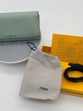 Authentic Fendi Saffiano Leather Continental Flap Wallet - FULL BOUTIQUE SET!